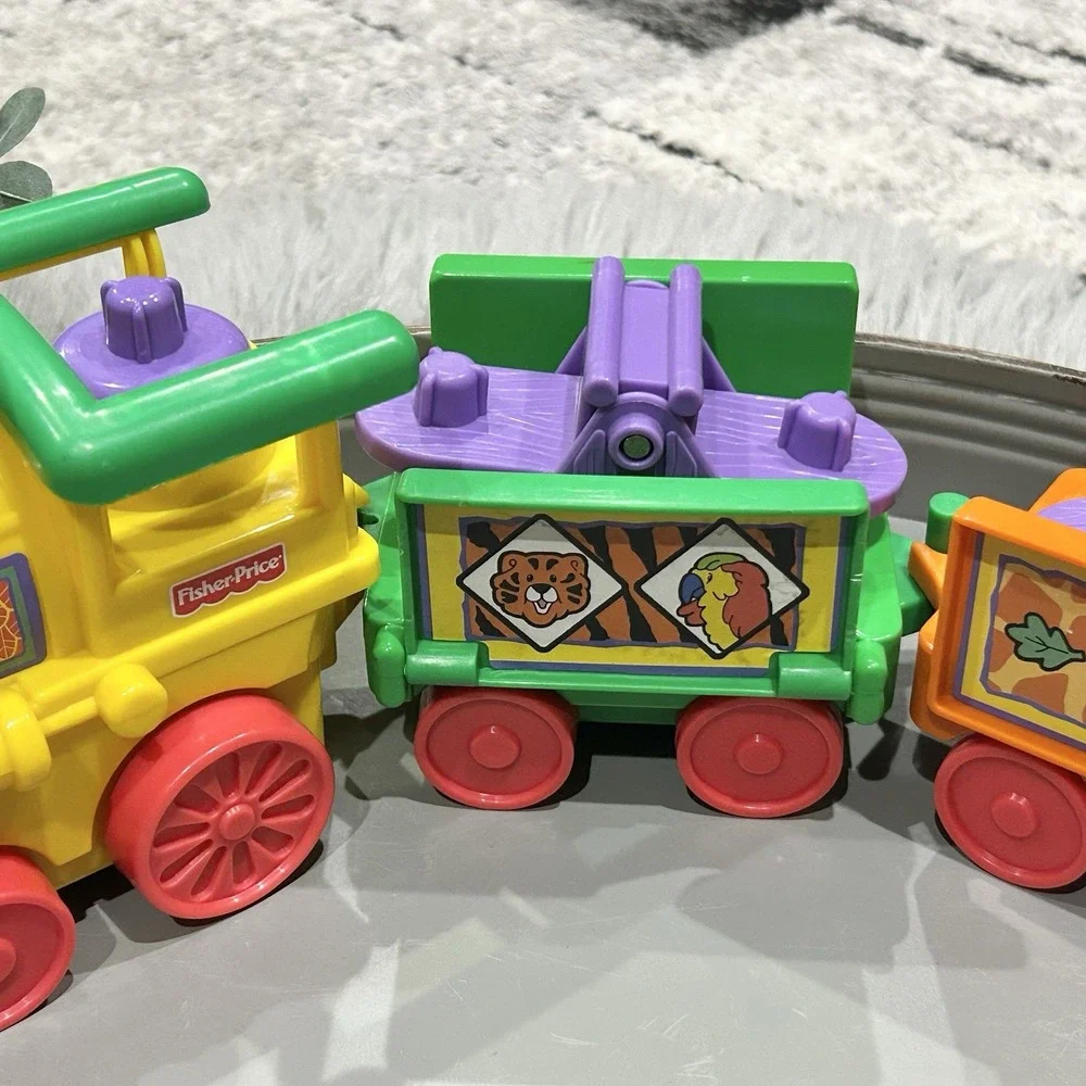 Vtg Fisher Price Little People Safari Zoo Train Play Set 2001 Tested & Working